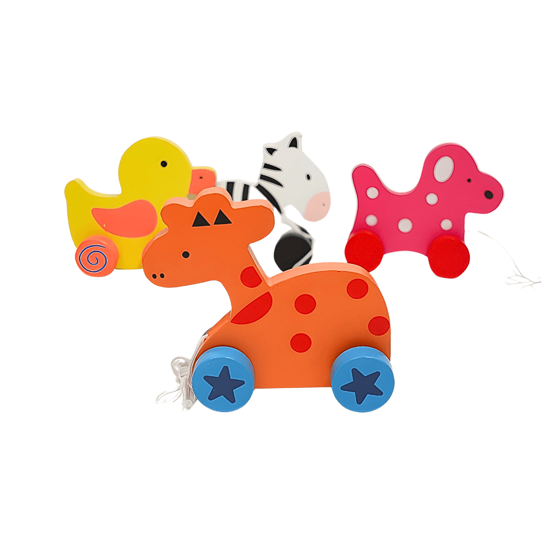 Animals Walk-A-Long Wooden Pull Along Toy for 12 Months -1 Piece (Random design will be send) - Kids Bestie