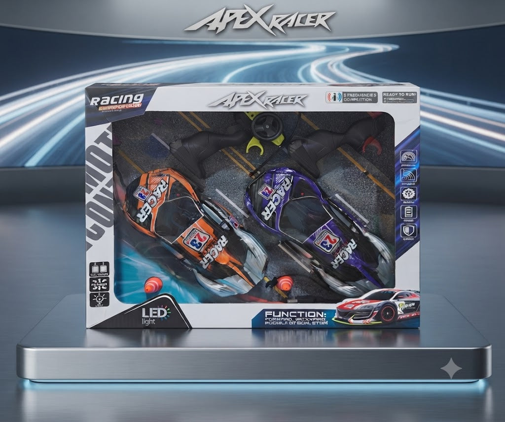 Apex Racer Dual-Pack Racing Championship Remote Control Cars with LED Lights and Full-Function Wireless Controllers