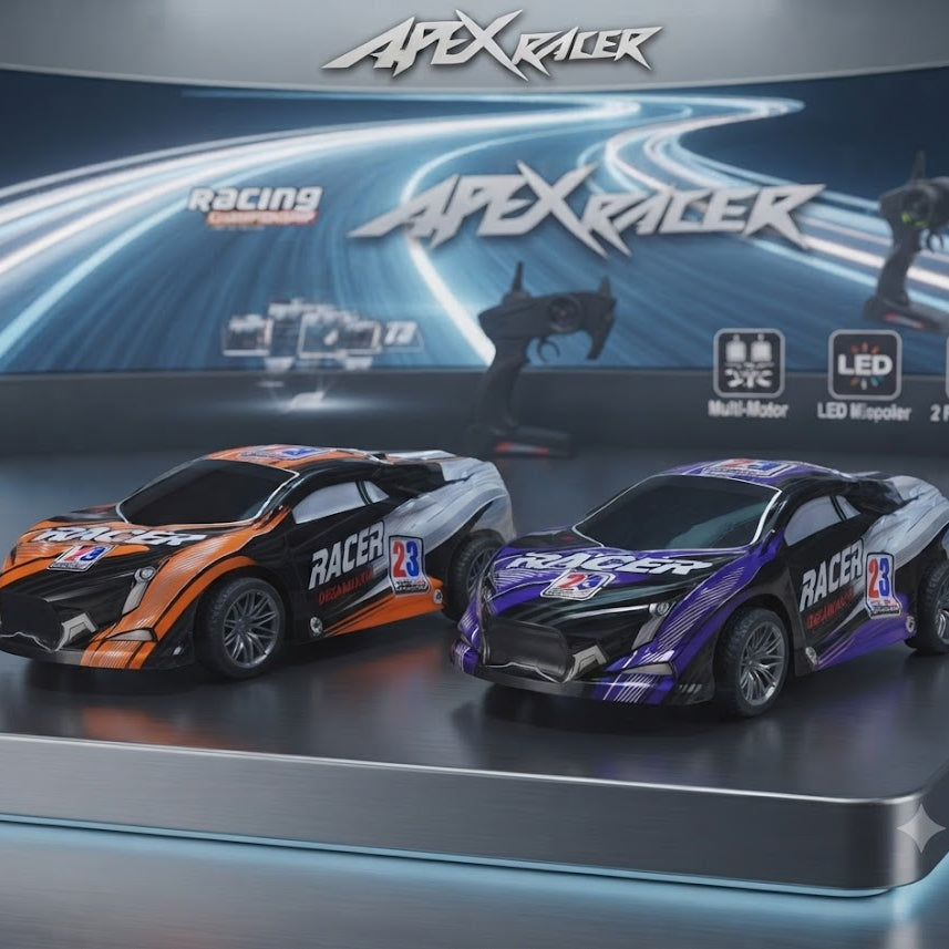 Apex Racer Dual-Pack Racing Championship Remote Control Cars with LED Lights and Full-Function Wireless Controllers