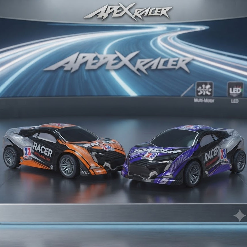 Apex Racer Dual-Pack Racing Championship Remote Control Cars with LED Lights and Full-Function Wireless Controllers