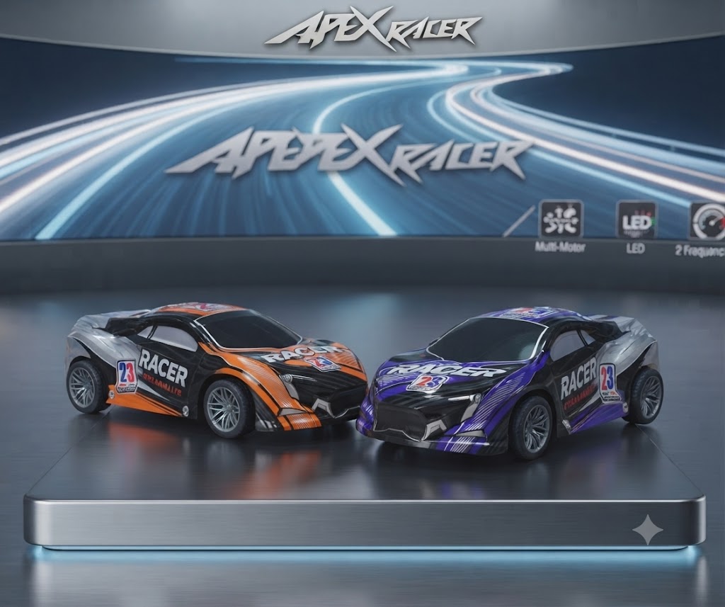 Apex Racer Dual-Pack Racing Championship Remote Control Cars with LED Lights and Full-Function Wireless Controllers