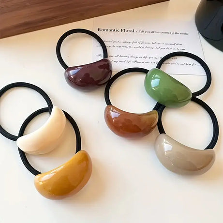 ✨ Elegant Crescent Design Hair Ties – Stylish Elastic Bands (Random Colour)  - 1 Piece