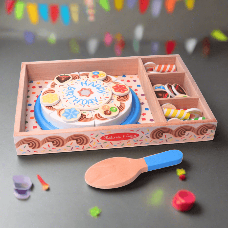 Birthday Cake Mix-n-Match Toppings and 6 Candles wooden - Kids Bestie