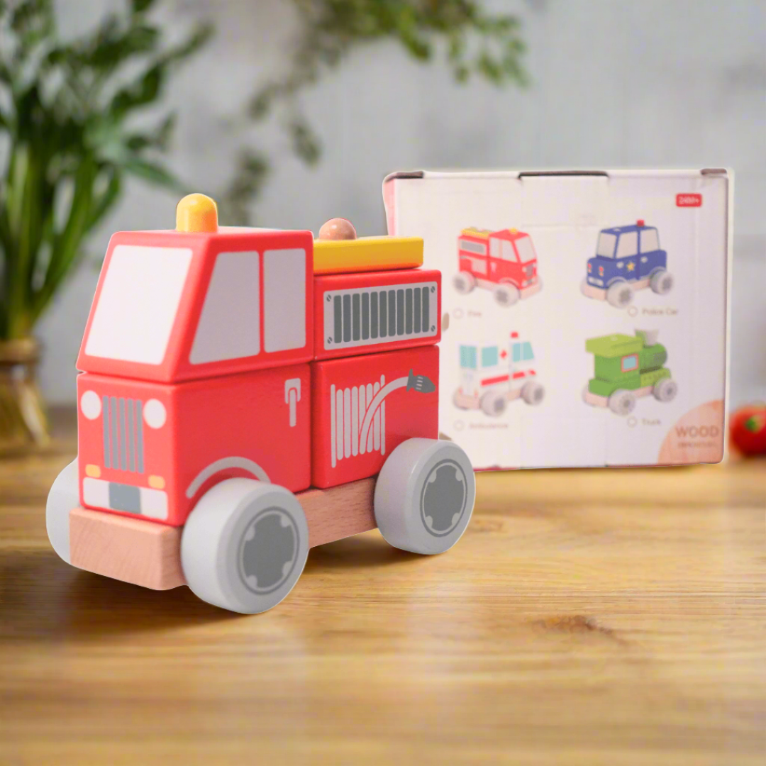 Blocks Car for Kids | Medium Size-Ambulance/Fire Truck/Police/Train-1 CAR (Random will be send) - Kids Bestie