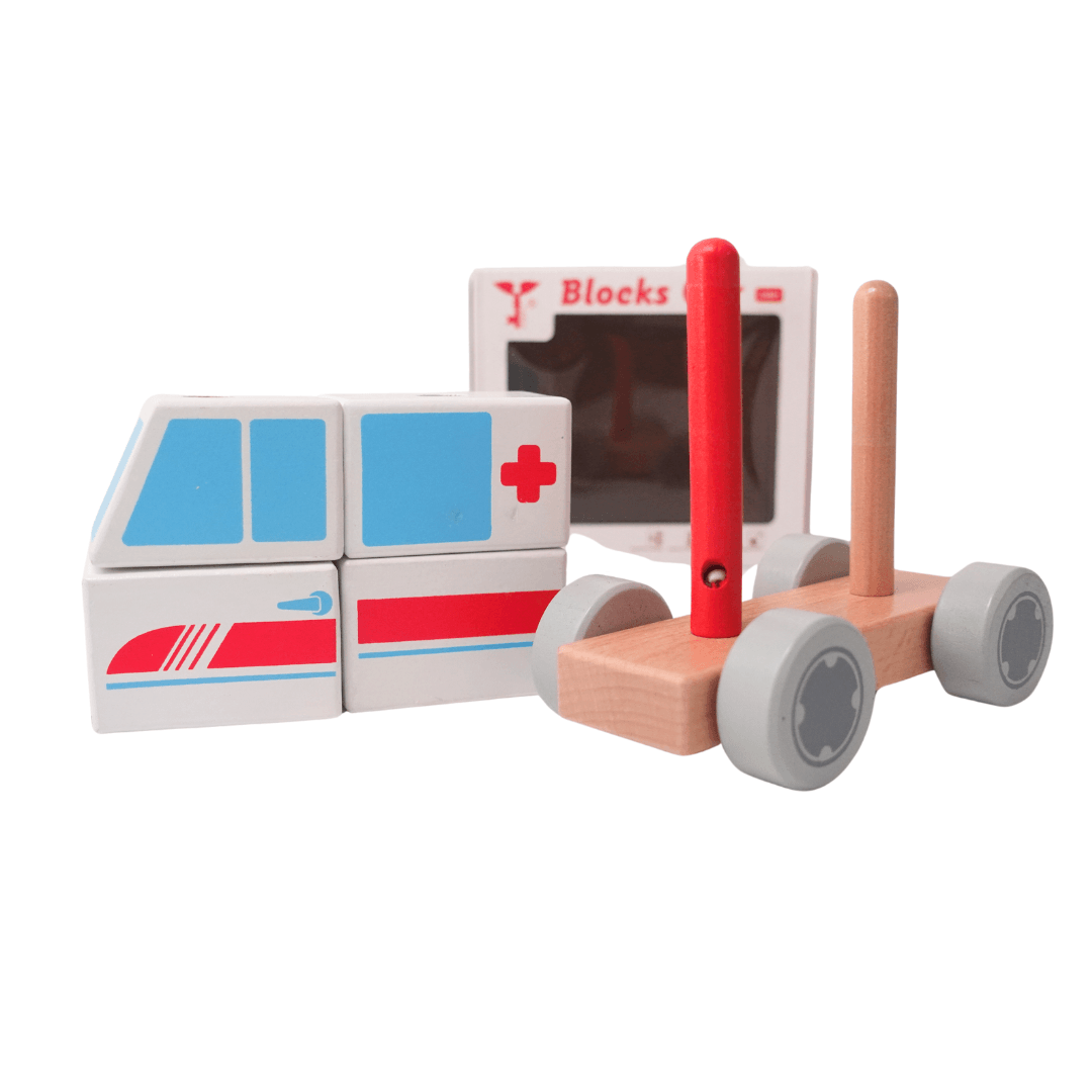 Blocks Car for Kids | Medium Size-Ambulance/Fire Truck/Police/Train-1 CAR (Random will be send) - Kids Bestie