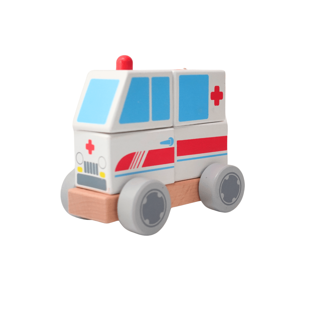 Blocks Car for Kids | Medium Size-Ambulance/Fire Truck/Police/Train-1 CAR (Random will be send) - Kids Bestie