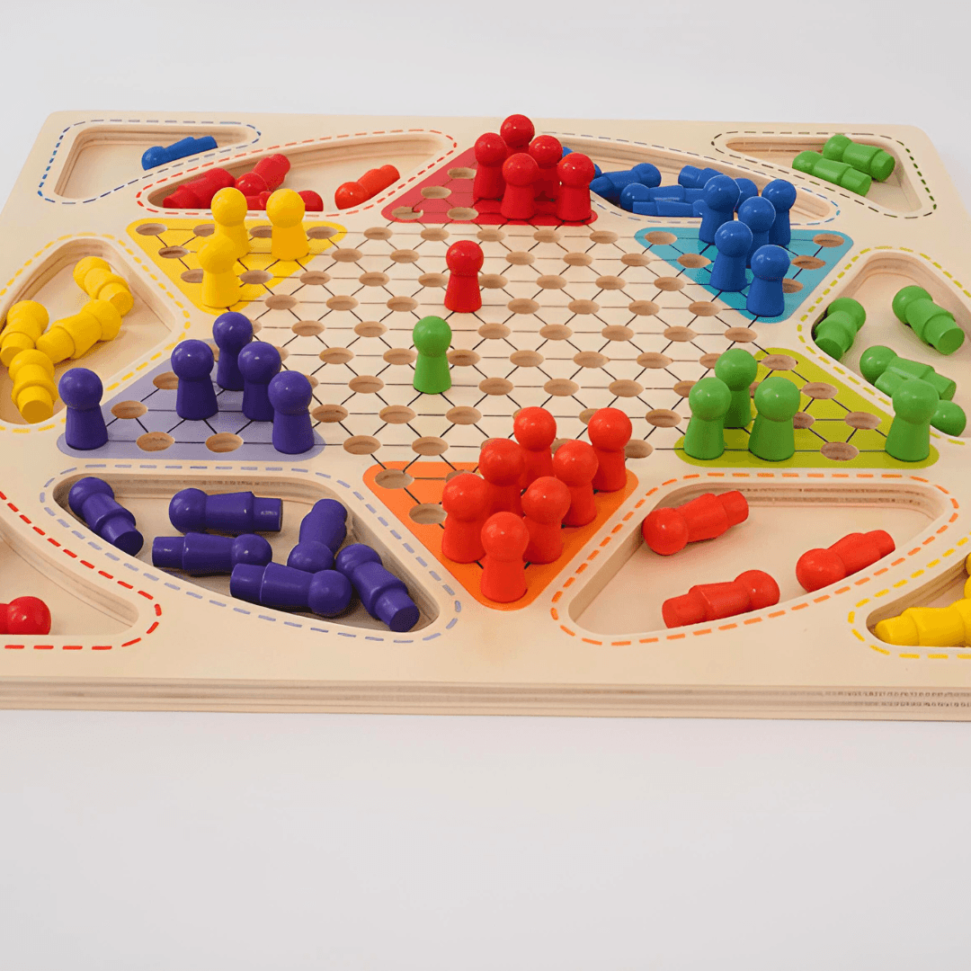 Board Game with 2-in-1 Ludo; Chinese Checkers - Kids Bestie