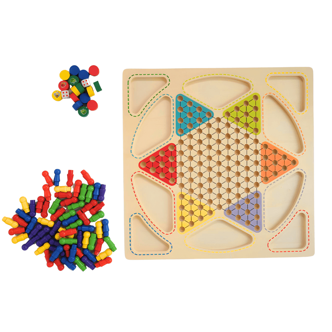Board Game with 2-in-1 Ludo; Chinese Checkers - Kids Bestie