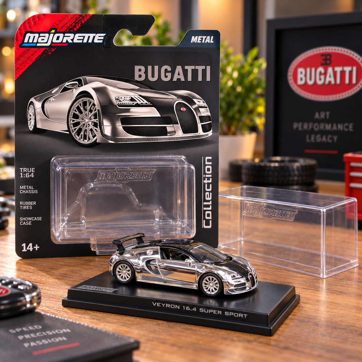 Majorette 2005 Bugatti Veyron 16.4 Super Sport 1:64 Die-Cast Metal Collectible Car with Showcase Case