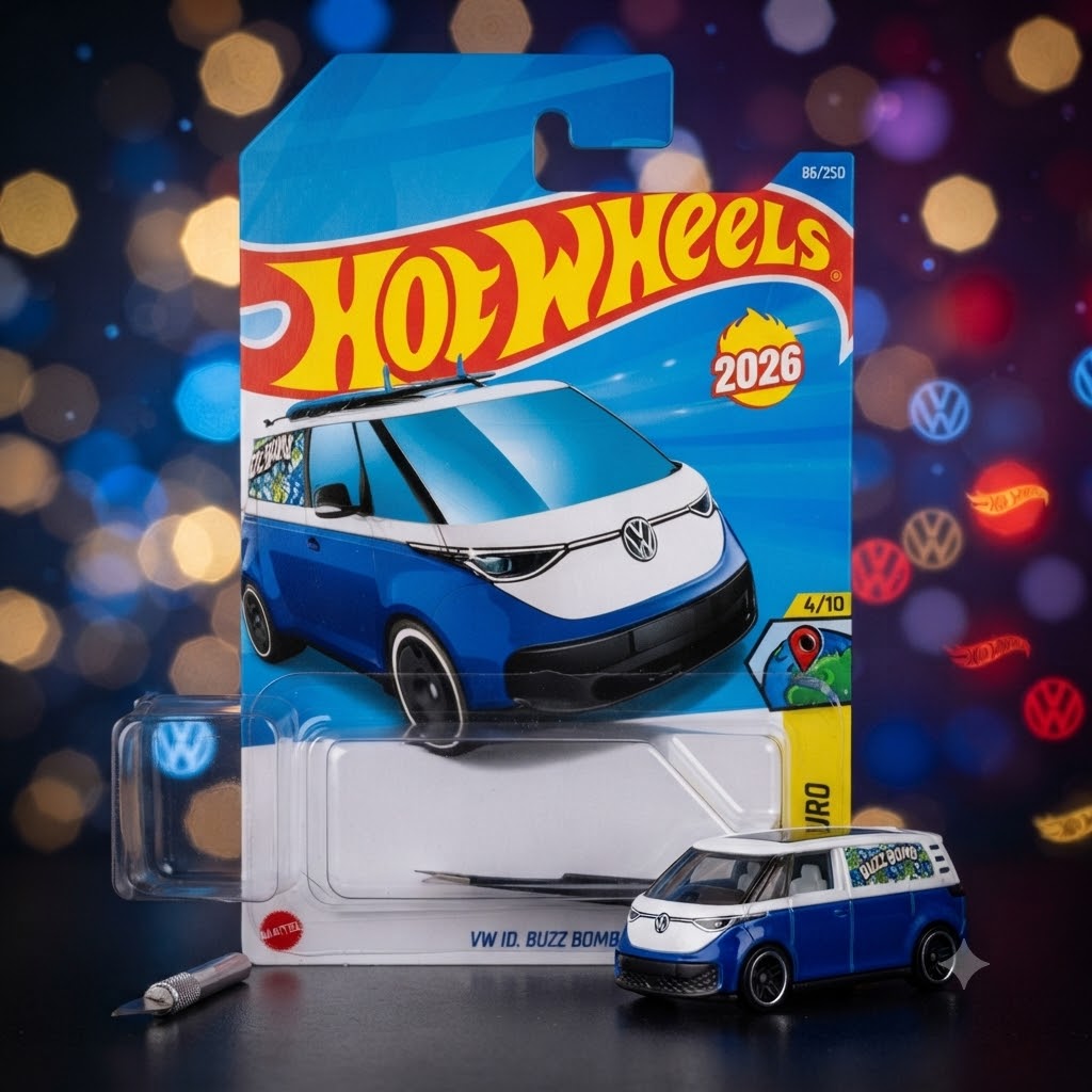 Hot Wheels HW Euro Series 2026 – VW ID. Buzz Bomb Die-Cast Toy Van(Scale 1:64)