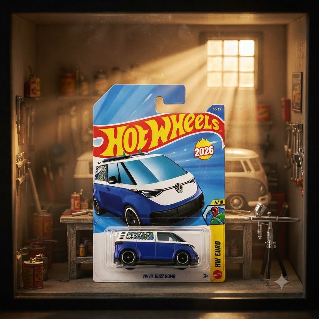 Hot Wheels HW Euro Series 2026 – VW ID. Buzz Bomb Die-Cast Toy Van(Scale 1:64)
