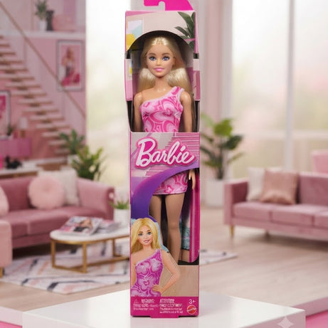 Barbie Fashionista in Pink Patterned Dress