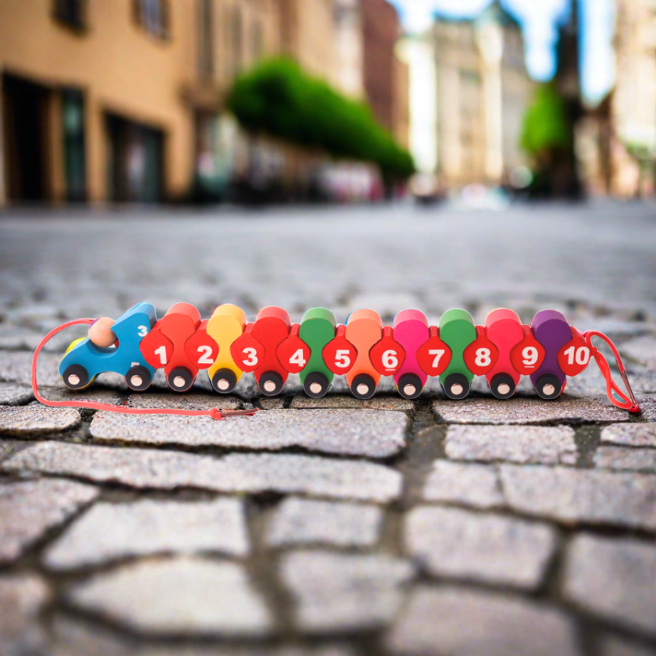 Caterpillar Wooden Digital Train Lacing Toy for kids Age 3+ - Kids Bestie