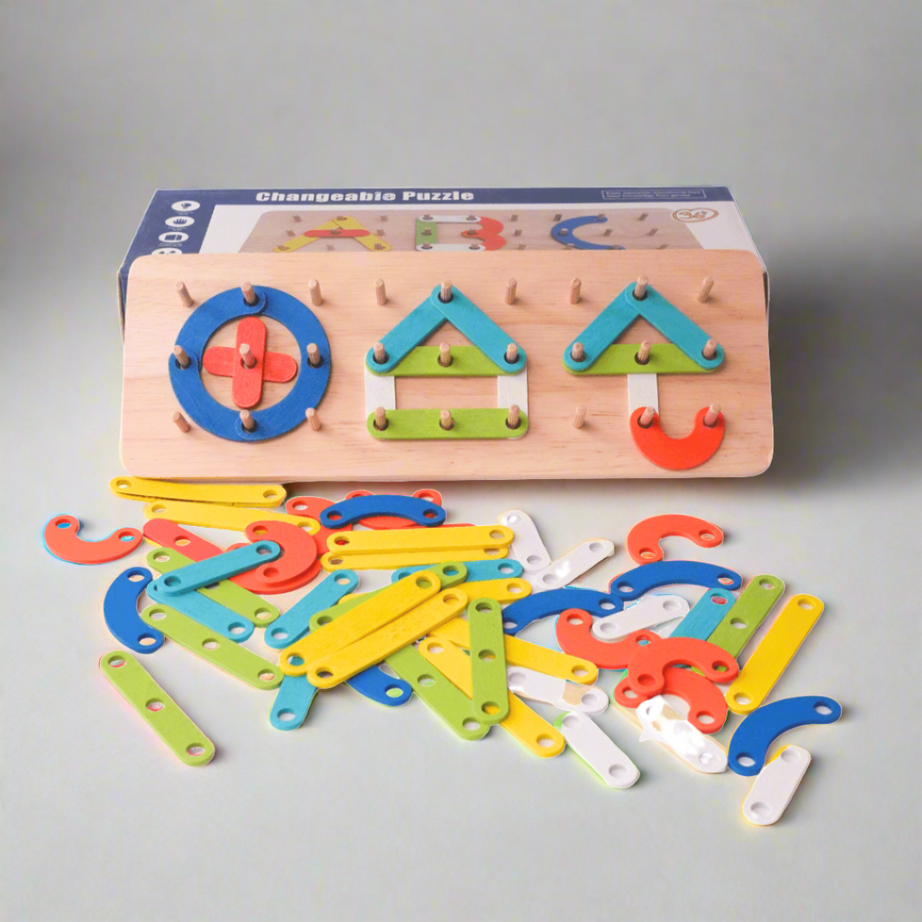 Changeable Puzzle Nail Wooden Board - Kids Bestie