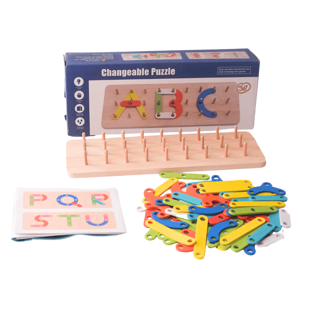 Changeable Puzzle Nail Wooden Board - Kids Bestie
