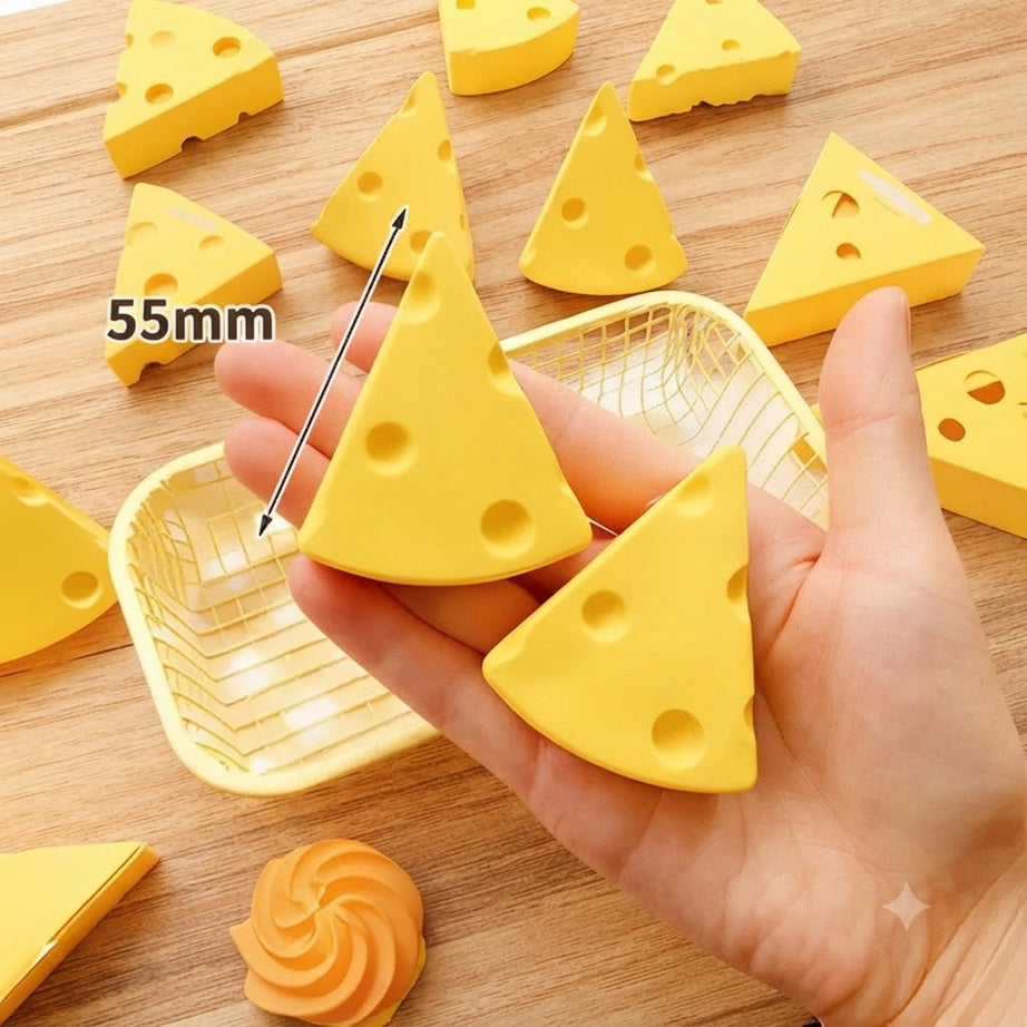 Novelty Triangular Cheese-Shaped Gift Box Set with Mini Erasers