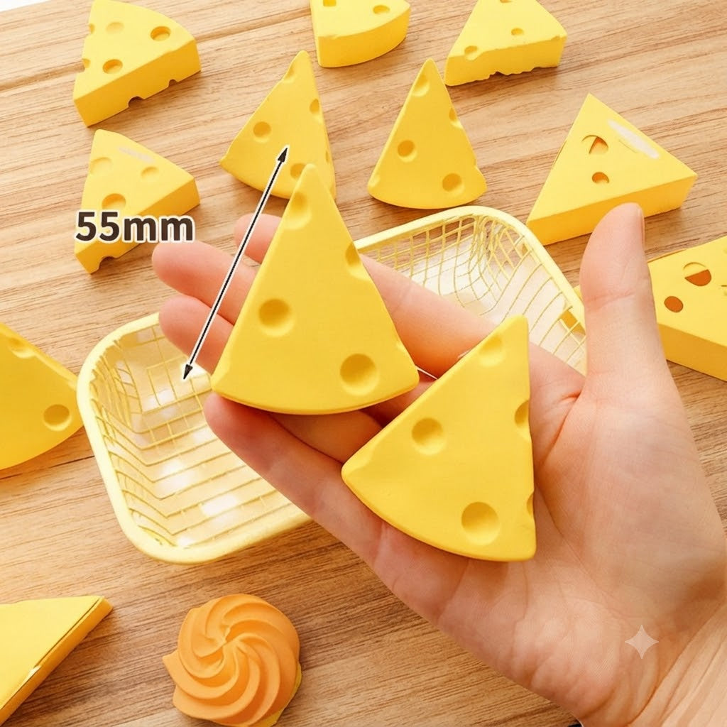 Novelty Triangular Cheese-Shaped Gift Box Set with Mini Erasers