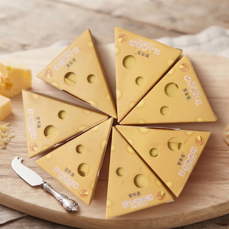Novelty Triangular Cheese-Shaped Gift Box Set with Mini Erasers