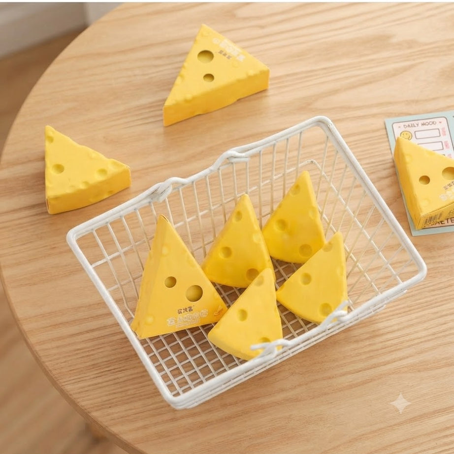 Novelty Triangular Cheese-Shaped Gift Box Set with Mini Erasers
