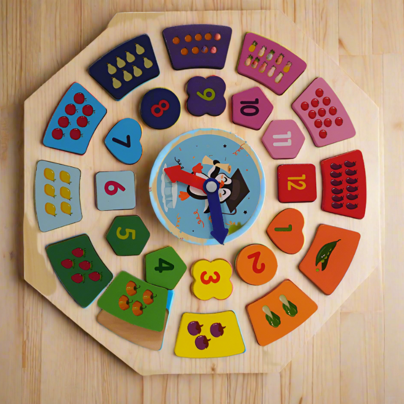 Clock and Shapes Hexagon (Big) - Kids Bestie