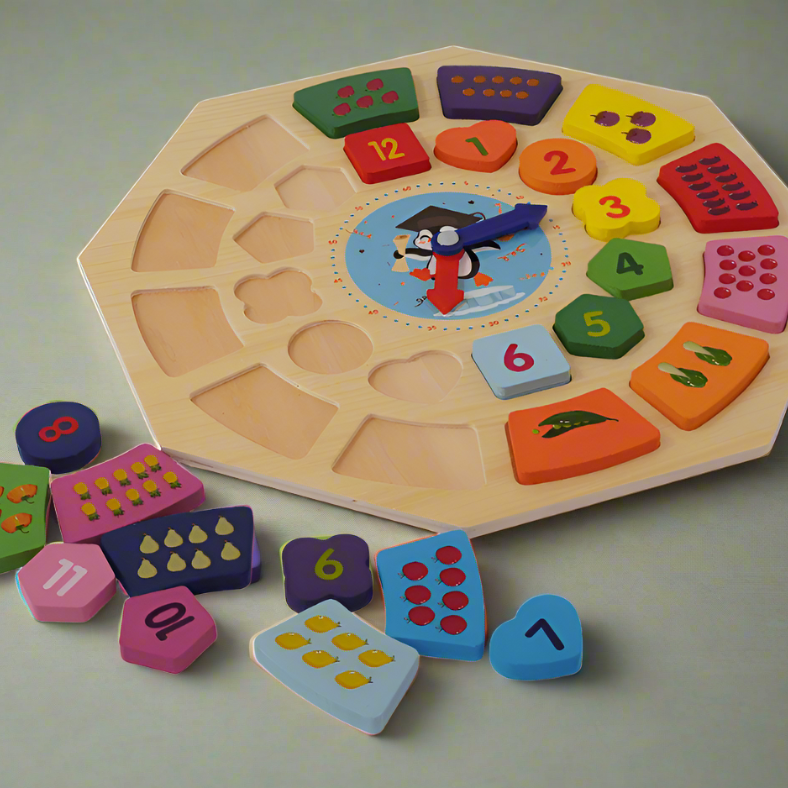 Clock and Shapes Hexagon (Big) - Kids Bestie