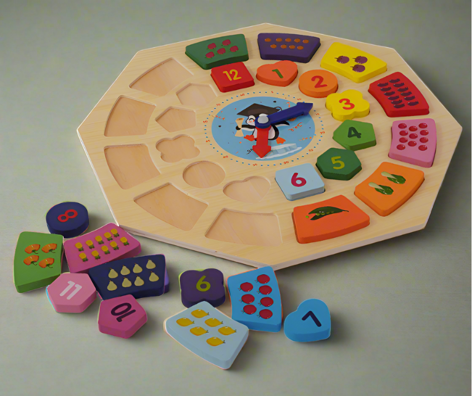 Clock and Shapes Hexagon (Big) - Kids Bestie