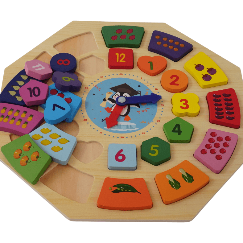 Clock and Shapes Hexagon (Big) - Kids Bestie