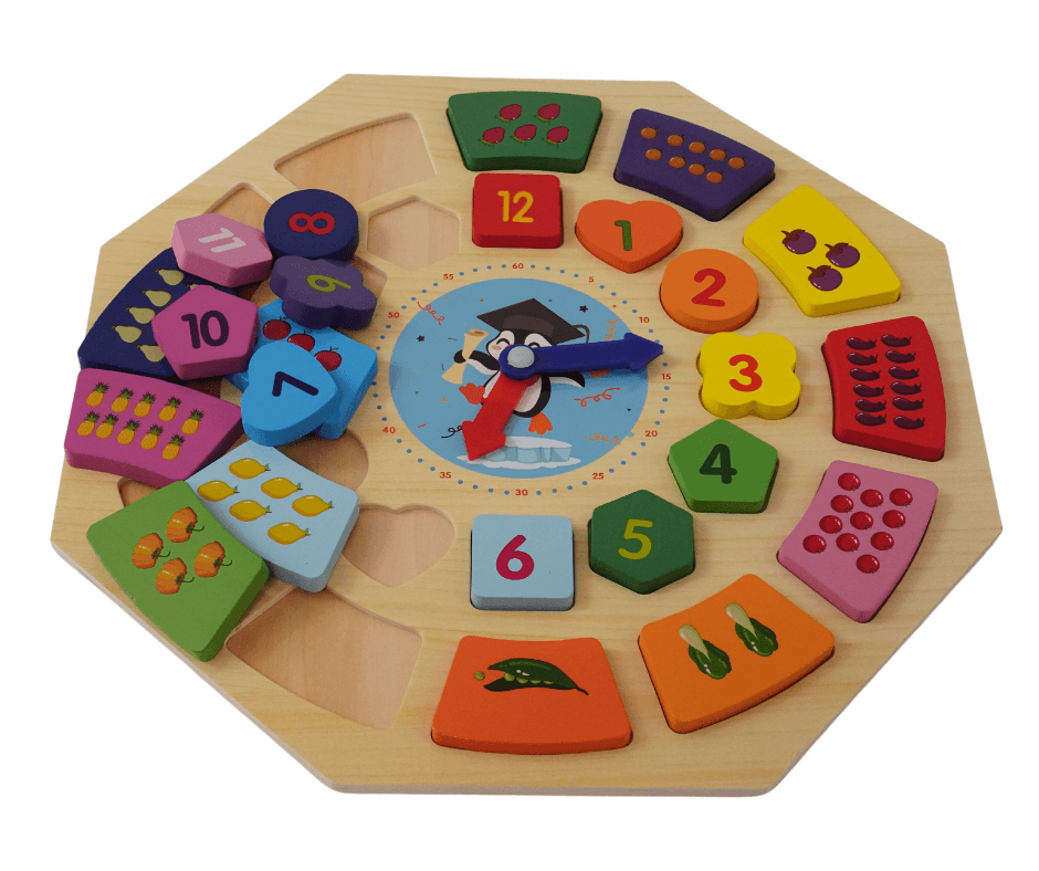 Clock and Shapes Hexagon (Big) - Kids Bestie