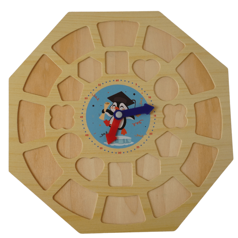Clock and Shapes Hexagon (Big) - Kids Bestie