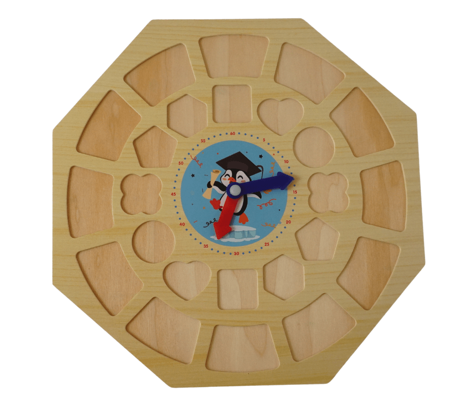 Clock and Shapes Hexagon (Big) - Kids Bestie