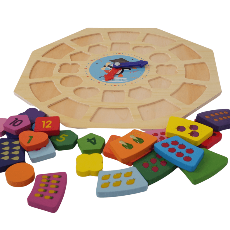 Clock and Shapes Hexagon (Big) - Kids Bestie