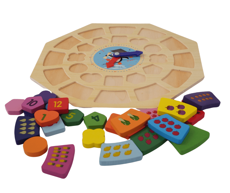 Clock and Shapes Hexagon (Big) - Kids Bestie