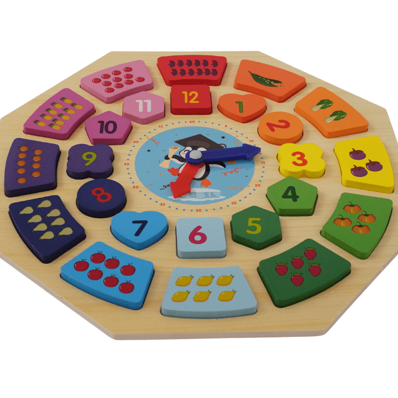 Clock and Shapes Hexagon (Big) - Kids Bestie
