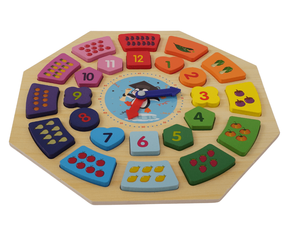 Clock and Shapes Hexagon (Big) - Kids Bestie