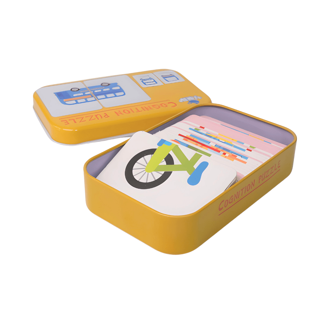 Cognition Puzzle Game- Shape Matching Puzzle, Metal Box(Random design will be send) - Kids Bestie