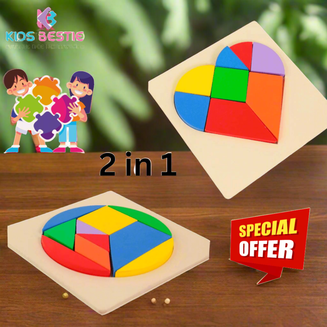 Combo of 2 Puzzle -Random design will be send(Circle, heart) - Kids Bestie