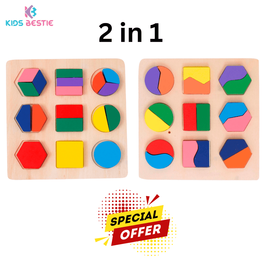 combo of 2 Shapes Puzzle 9 in 1 Medium, 3+ Years (Random design will be send) - Kids Bestie