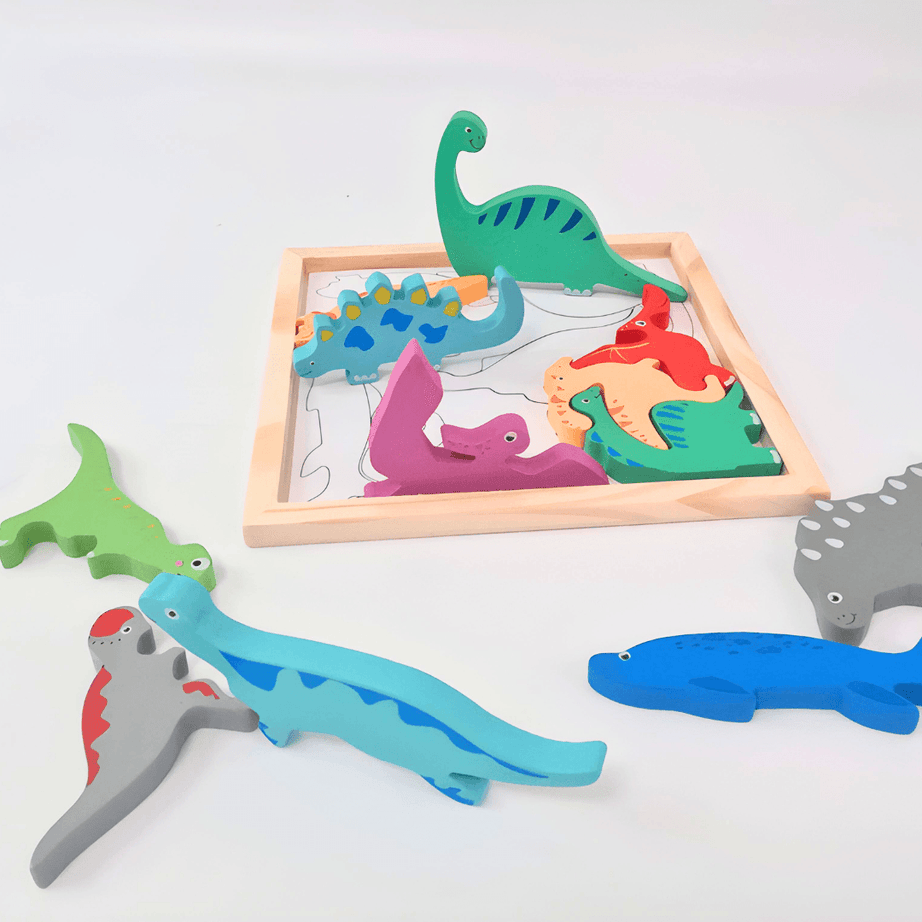 Combo of 2 Wooden Puzzle for kids Math Numbers Learning, Dino (Square) Jigsaw Puzzle for kids Montessori Knowledgeable Toys for Kids above 18 months - Kids Bestie