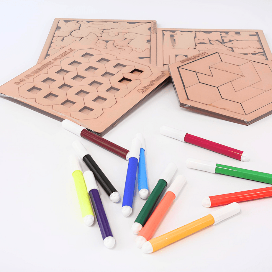 COMBO OF 4 Kraftsman Colouring Animal Puzzles/Layered Puzzle for Kids | Color Kit Included with Random Design - Kids Bestie