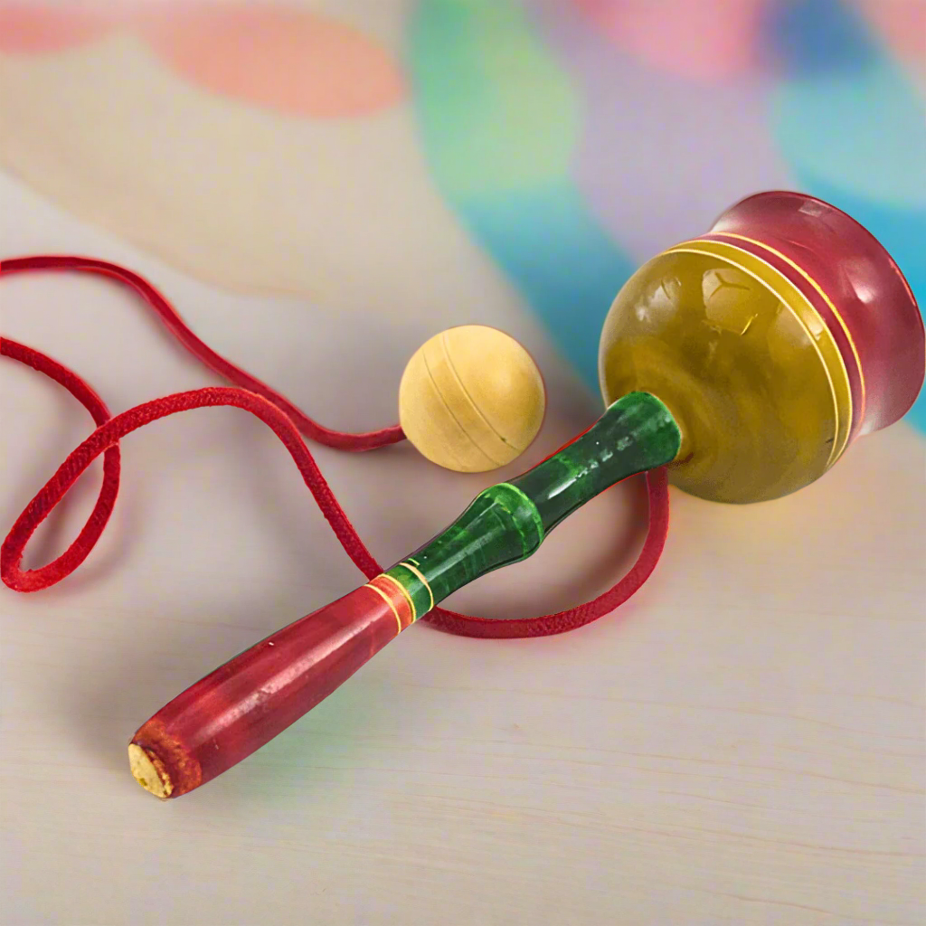 Cup and Ball Wooden toy-Big(Random colour will be send) - Kids Bestie