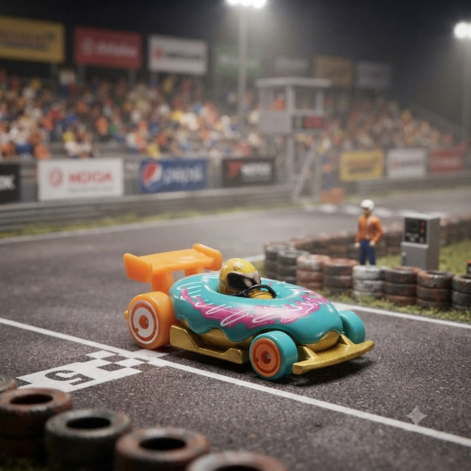 Hot Wheels Collectible Die-Cast Miniature Cars (Austin Mini Cooper S & Donut Drifter)
