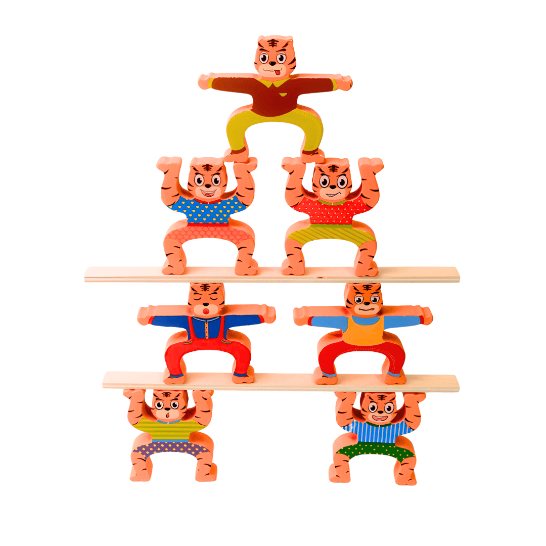 Double Side Cartoon Tiger Jenga Balancing Blocks for Kids - Kids Bestie