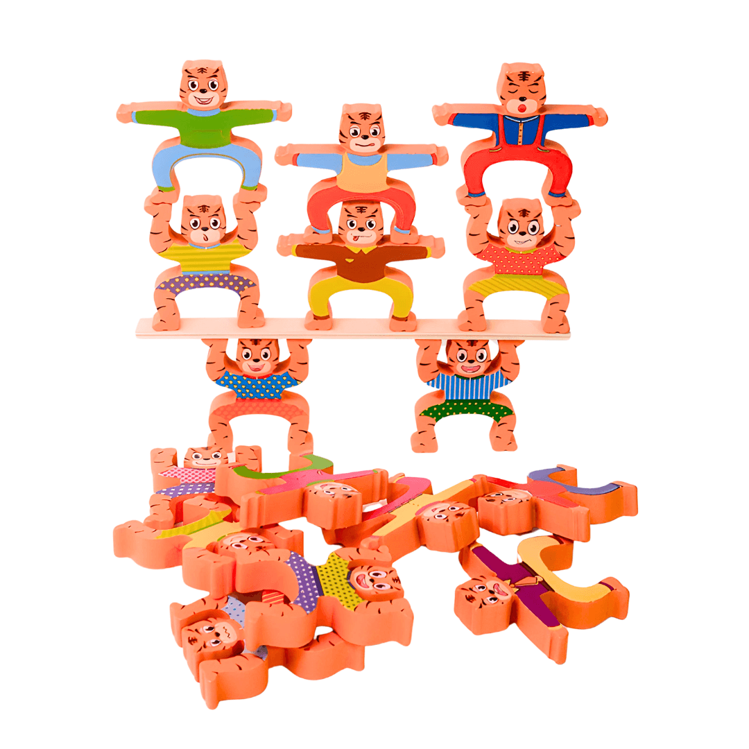 Double Side Cartoon Tiger Jenga Balancing Blocks for Kids - Kids Bestie