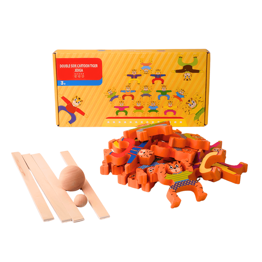 Double Side Cartoon Tiger Jenga Balancing Blocks for Kids - Kids Bestie