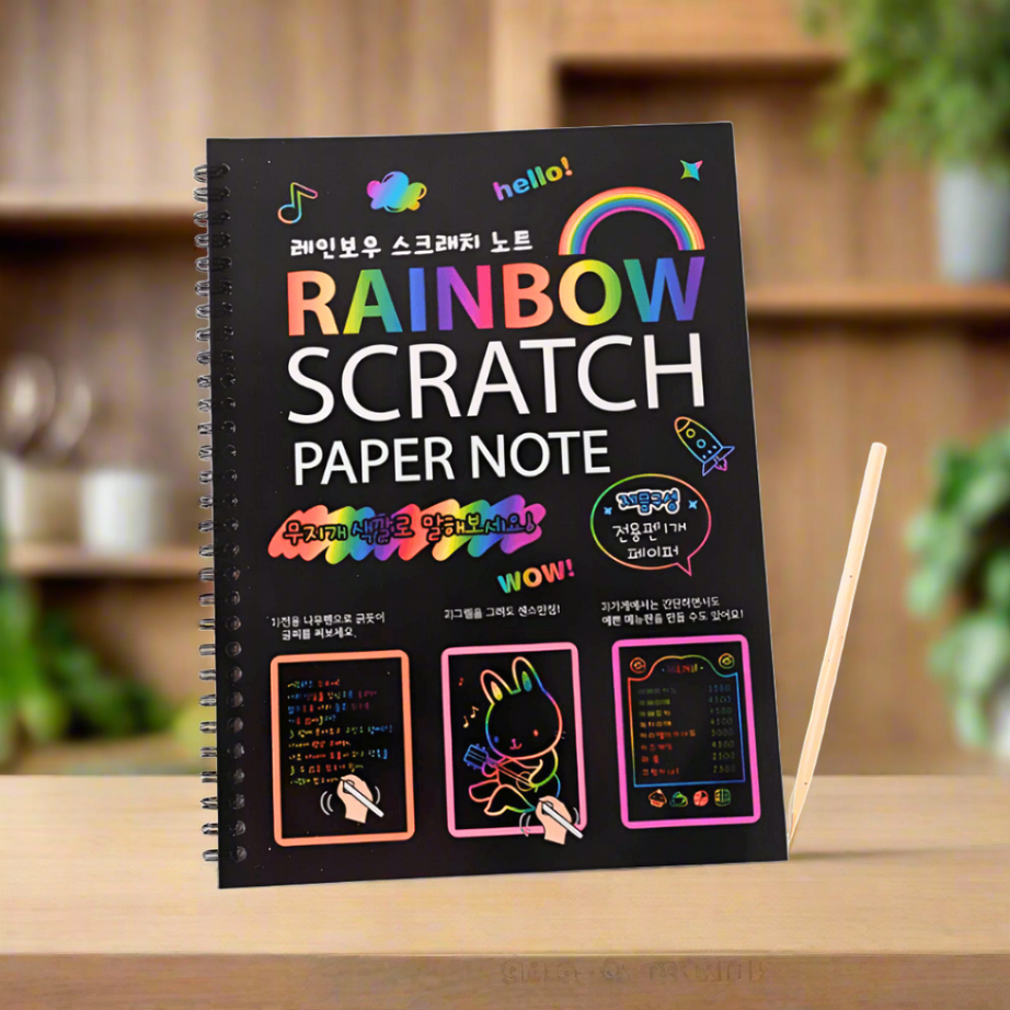 Drawing Book 10 Pages Rainbow Scratch Paper Notes - Kids Bestie