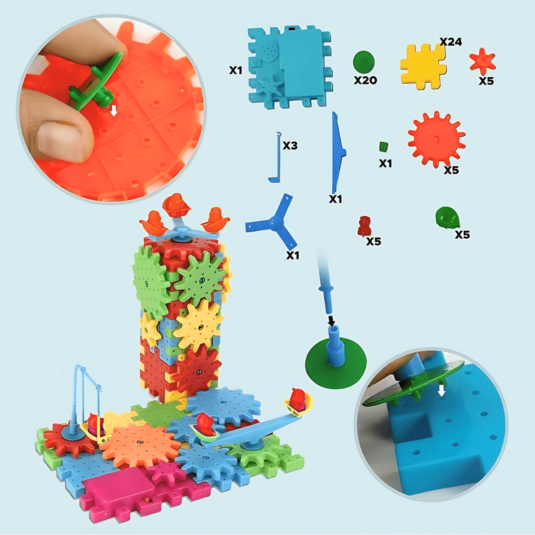 Educational Rotating Gear Building Block - 81 piece - Kids Bestie