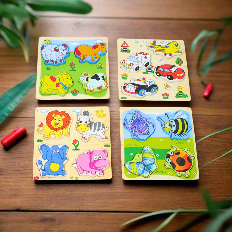 Farm Animals, Wild Animals, Vehicles, Insects-4 Puzzle for kids Age 3 (Random design will be send) - Kids Bestie