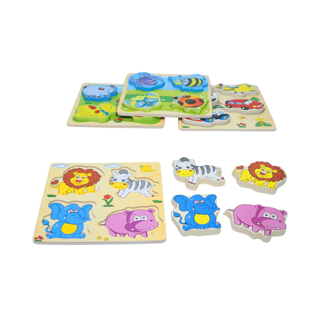 Farm Animals, Wild Animals, Vehicles, Insects-4 Puzzle for kids Age 3 (Random design will be send) - Kids Bestie