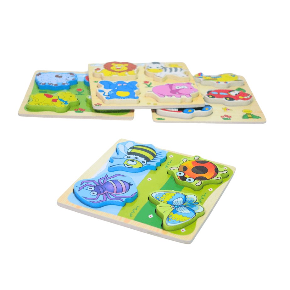 Farm Animals, Wild Animals, Vehicles, Insects-4 Puzzle for kids Age 3 (Random design will be send) - Kids Bestie