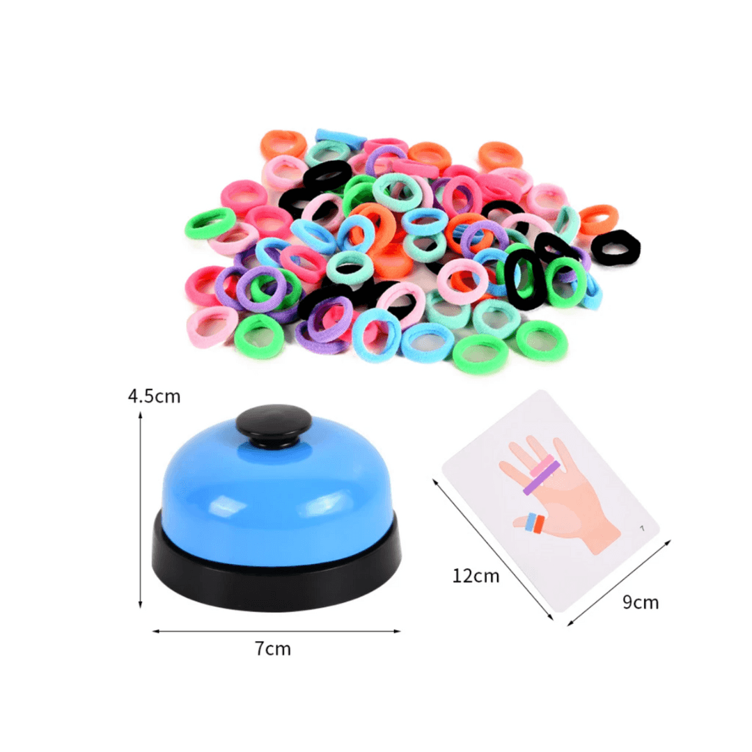 Fingers Ring Game with Elastic Bands and Bell-1 Box - Kids Bestie